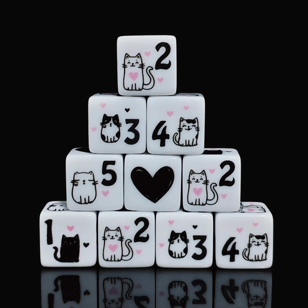 12 Buah/Set Dadu Kucing Lucu 1 - Board Game Illustration ulasan dan harga
