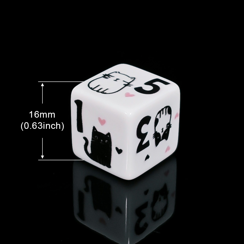 12 Buah/Set Dadu Kucing Lucu 1 - Board Game Illustration ulasan dan harga